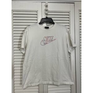 Nike White Multi-Color Center Swoosh Boxy Tee Shirt Sz: medium